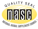 NASC quality seal logo with black and white text on a yellow oval background